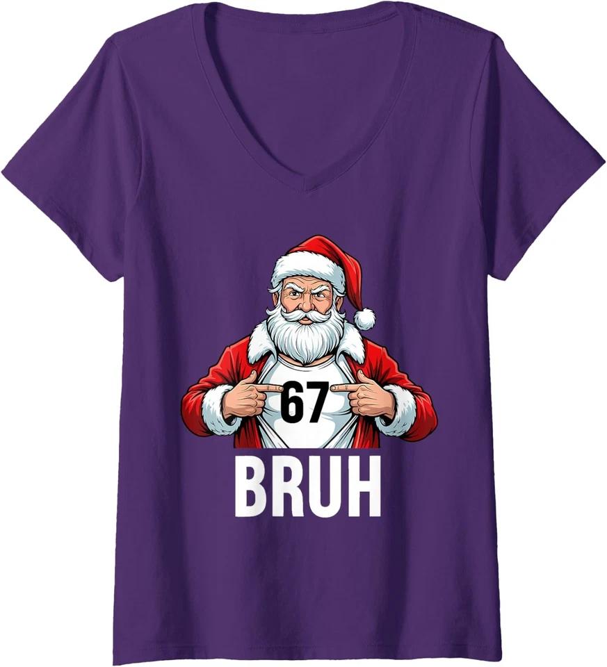 Christmas - Funny Dabbing Santa 6 7 Meme Funny Ladies  Crewneck T-Shirt XL