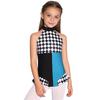 Girls Clown Costume Sparkly Rhinestones Jumpsuit Halter Sleeveless Plaid Pattern Ruffled Trim Bodysuit