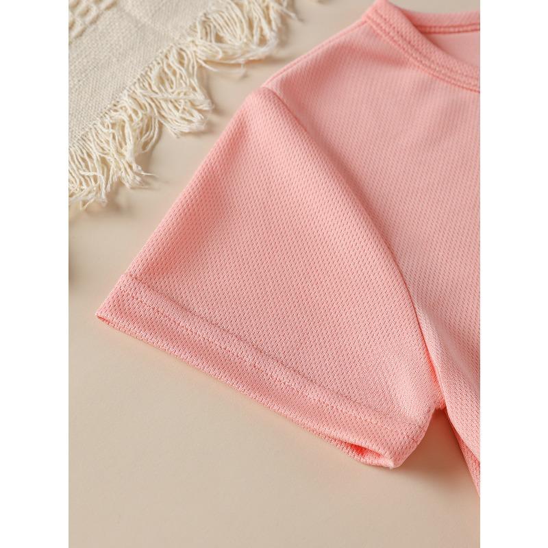 European Sizes Girls' Casual Summer Short-Sleeve T-Shirt | Happy Valentine'S Day Heart Cartoon Print, Crew Neck, Slight Stretch Fabric, Regular Fit