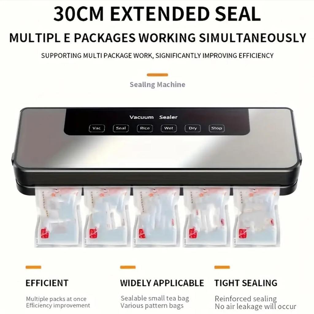 Automatic Vacuum Sealer Home Kitchen Food Saver Sealing Machine with 30 Textured Bags