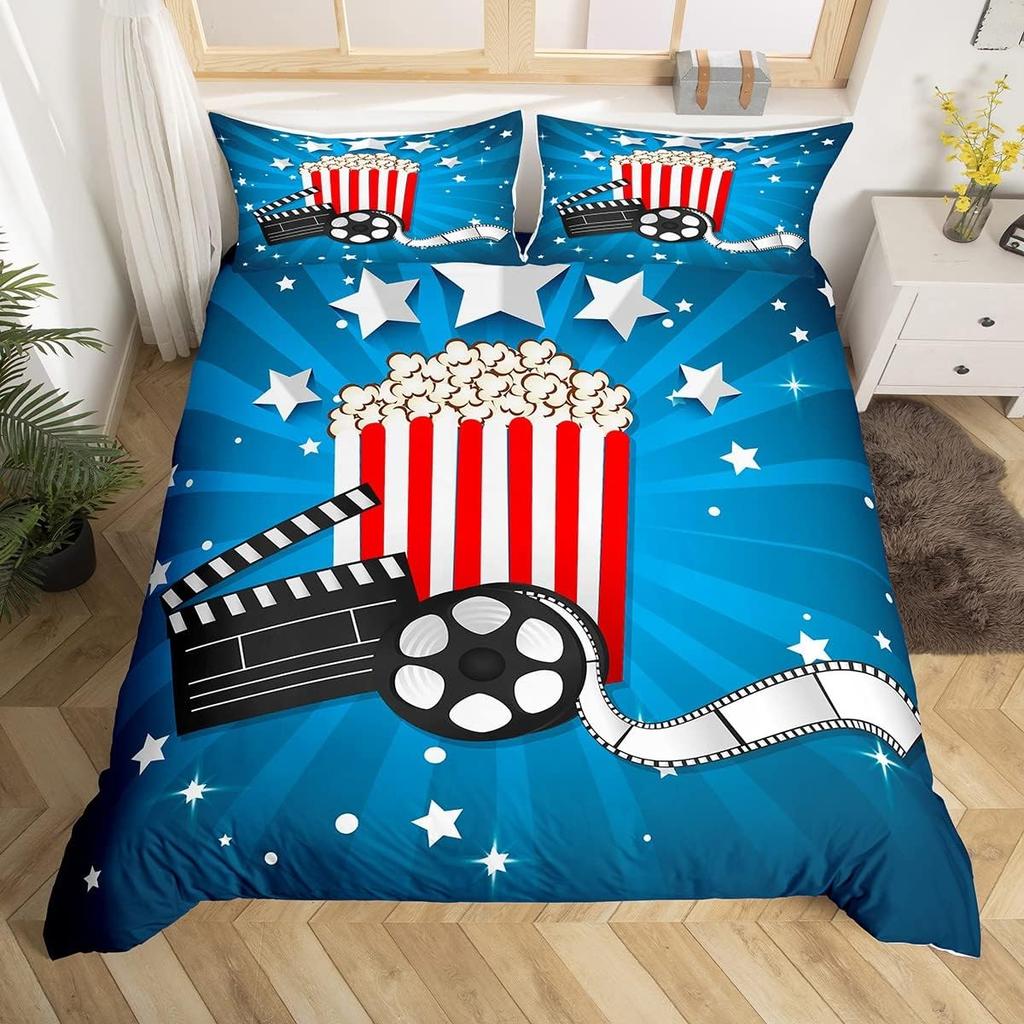Film Theme Bedding Set Cinema Movie Theater Comforter Cover Twin Queen King Cartoon Duvet Cover Cinema Poster Design Quilt Cover