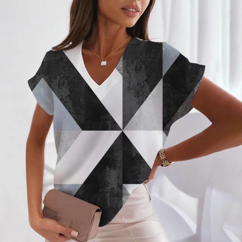 New Plaid Women\\'s T-Shirt Summer Street Trend Fashion Short Sleeve Loose 100 Match Personality Half Sleeve 3D Printed Top