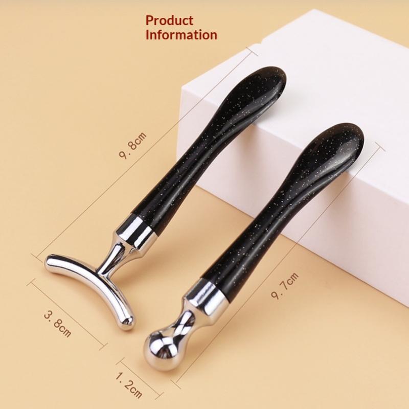 2Pcs/Set Zinc Alloy T-Shaped Eye Cream Massage Stick With Scoop Eye Manual Massage Tool Set Beauty Face Eye Massage Stick