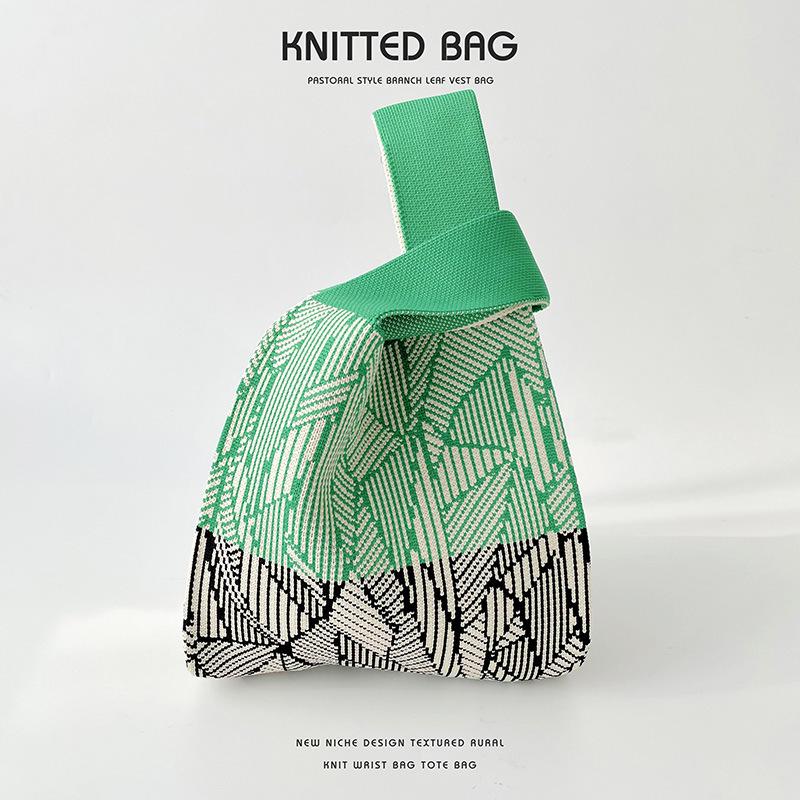 Trendy Knit Vest Handbag, Contrasting Colors, Large Capacity Tote
