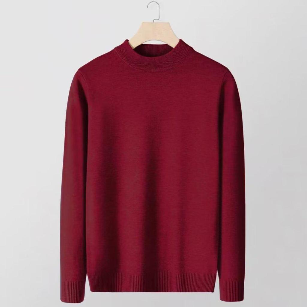"2024 Autumn/Winter Men's Youth Half Turtleneck Knitted Sweater - Casual Mid-Neck Top"