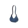 New CHARLES&KEITH Denim Shoulder Bag, Pea Bag Single Shoulder Bag Women's Dark Denim Blue CK2-20271258-1