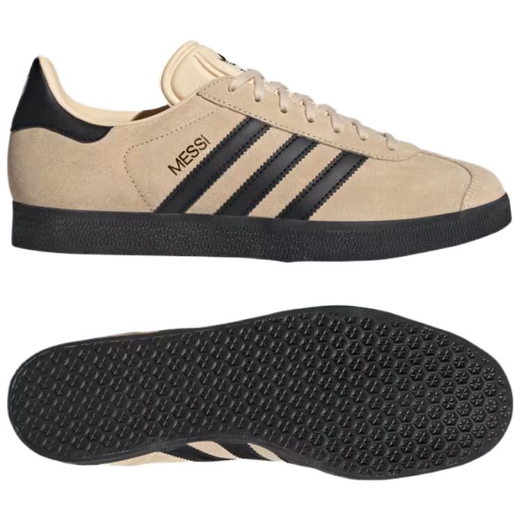 Lionel Messi X Adidas Gazelle Triunfo Dorado Unisex Sneakers Tan Crystal-Sand Core-Black IH8156