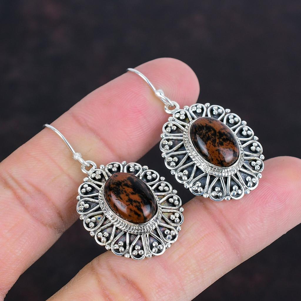 Mahogany Obsidian Earring Vintage Earring Gemstone Jewelry 925 Sterling Silver Earring Handmade Earring Gifts For Mom Latest Design Earrings