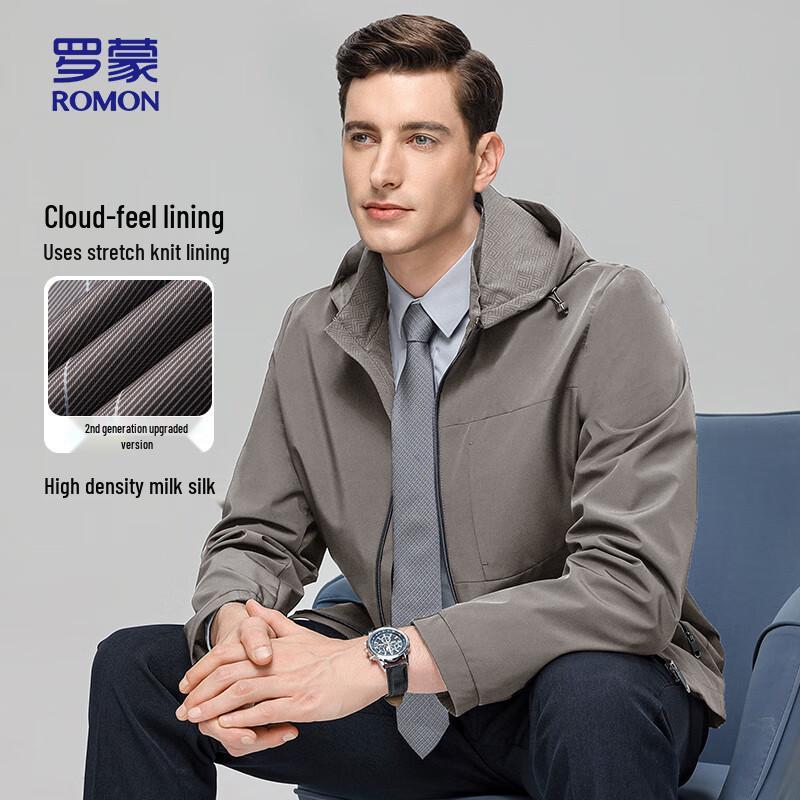

Romon Men s Hooded Milk Silk Casual Jacket 3303 XL