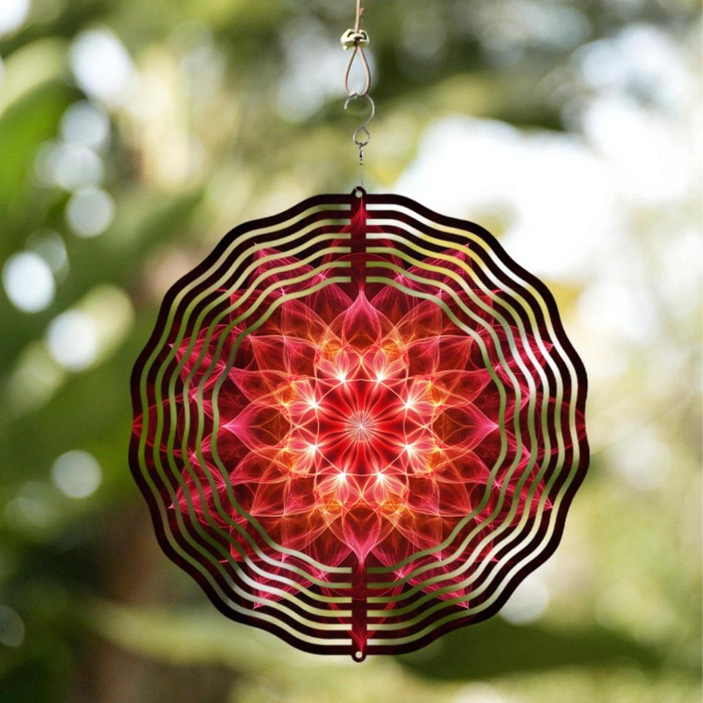 10-tommers roterende mandala vindklokke med 360-krok for utendørs hage, uteplassdekorasjon, vår, sommer, hengende ornament, gave til familie, venner