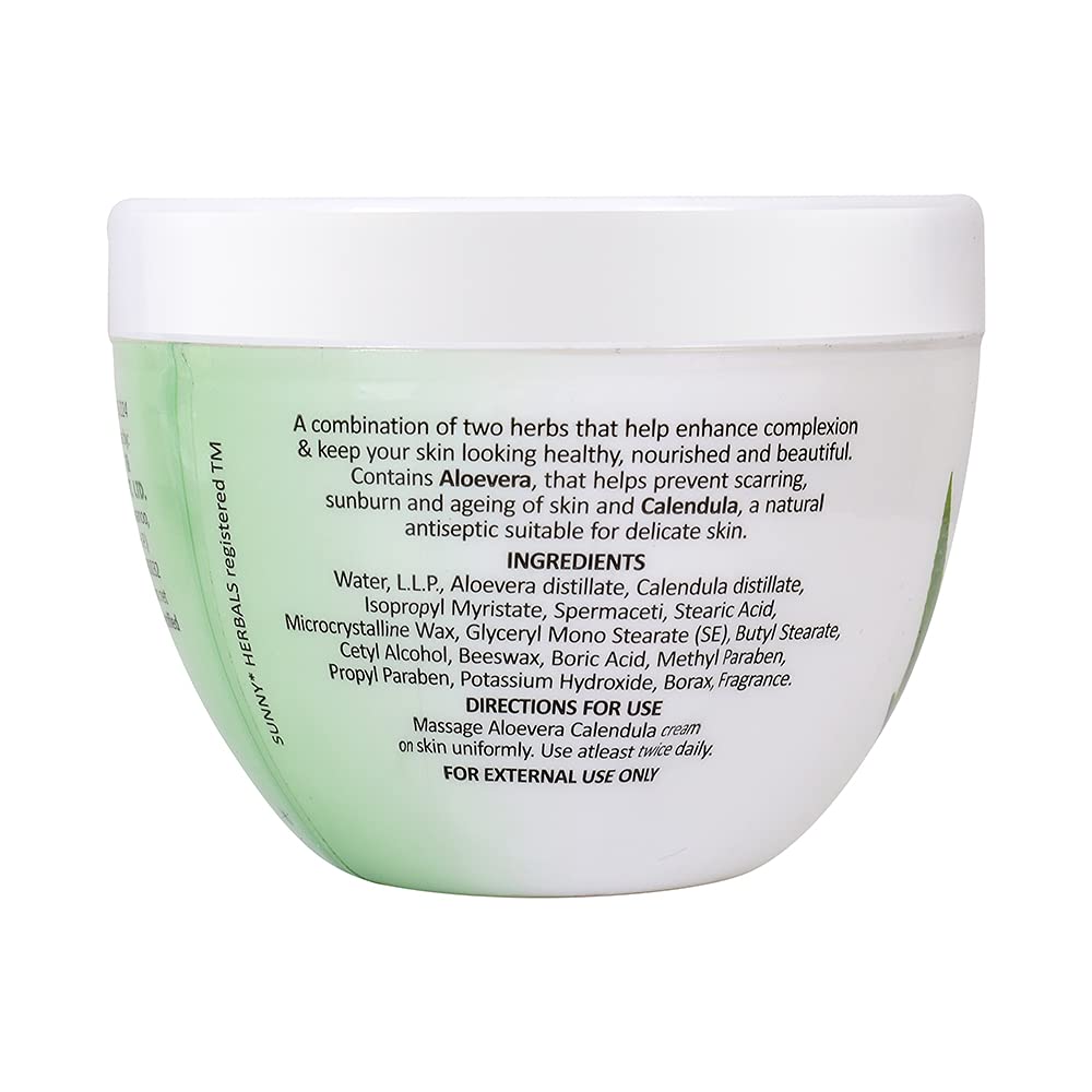 Sunny Herbals Aloe Vera & Calendula Face Cream 250 gm | Moisturizing, Radiant Skin, Gentle on Delicate Skin