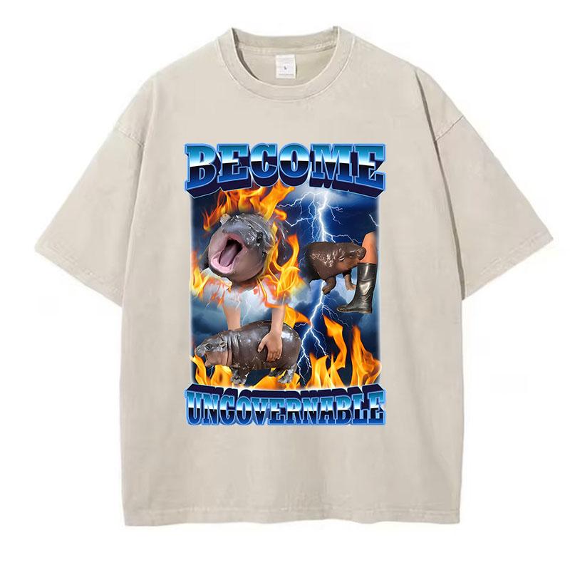 Hip Hop Retro T Shirt Vintage Washed Cotton T-Shirt Animals Graphic Tee Casual Streetwear Spring Summer Fall