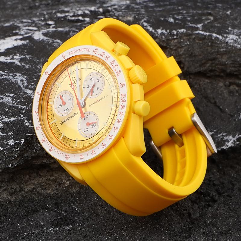 For Omega Swatch Co Branded Watch Band Silicone Planet System Curved Silicone For Rolex Water Ghost Watch Band 18mm 19mm 20mm 21mm 22mm