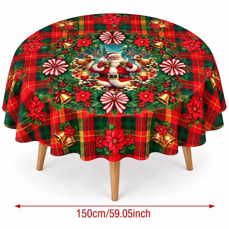 Christmas Tablecloth Festive Snowman Santa Print Dining Table Decor Gift
