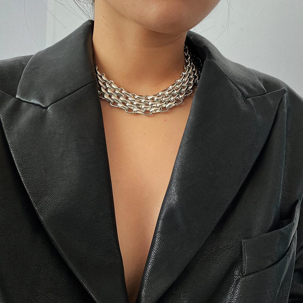 Ingemark Exaggerated Gold Color Wide Choker Necklace Women High Quality Adjustable Chunky Chain Neck Accessories New Jewelry