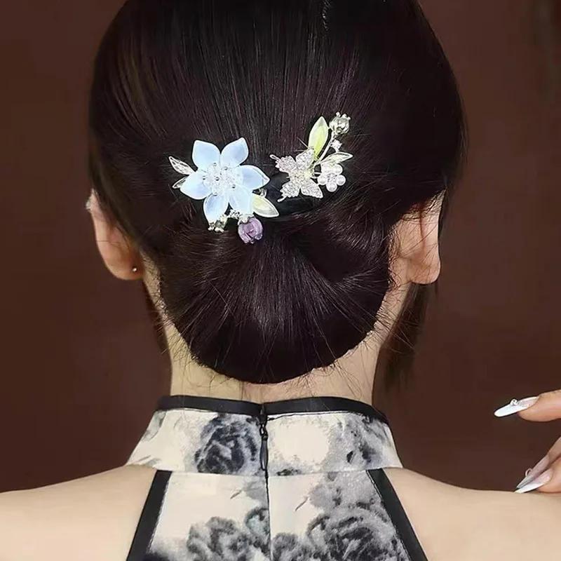 Ins Style Elegant Lazy Hair Curler Fshion Flower Fashion Flower Roller Hair Curler Lazy Hairpin Butterfly Hair Clips For Girls