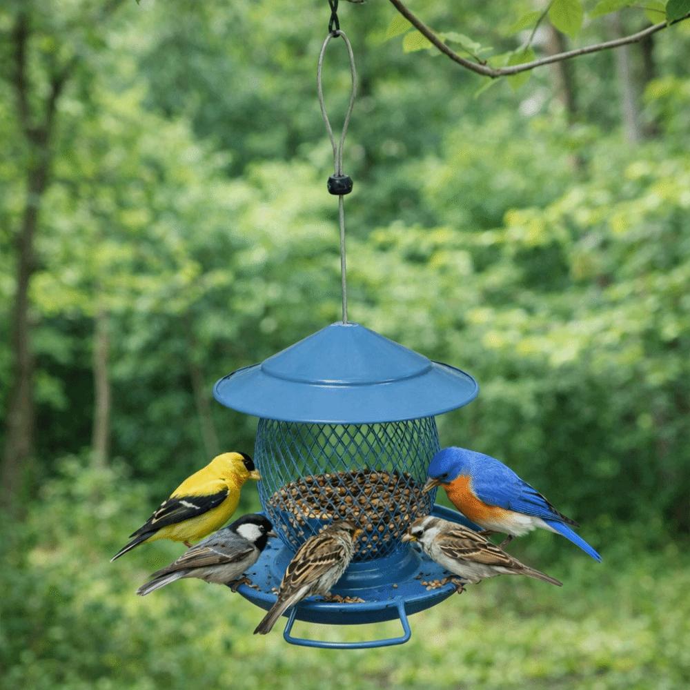 Multipurpose Large Capacity Hanging Bird Feeder Leak-Proof Metal Hummingbird Feeder Rainproof Bird Feeding Station Outdoor Use