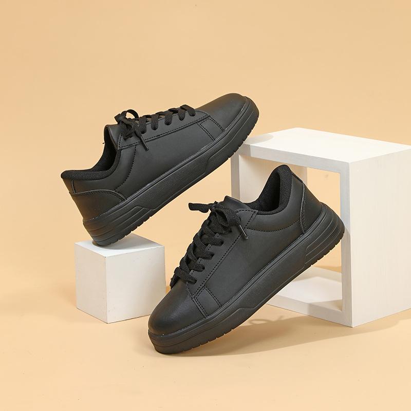 Lace-up White Shoes Casual Sneakers for Women PU Leather Walking Shoes Breathable Daily Flats Men Casual Sports Shoes Waterproof