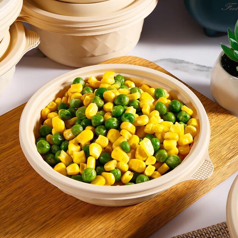 JiaMo Biodegradable Corn Starch Round Food Containers with Lids