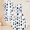 Women Plus Size Two Piece Set Printed 3 4 Sleeve Open Cardigan Sleeveless Round Neck Tie Waist Flared Dress