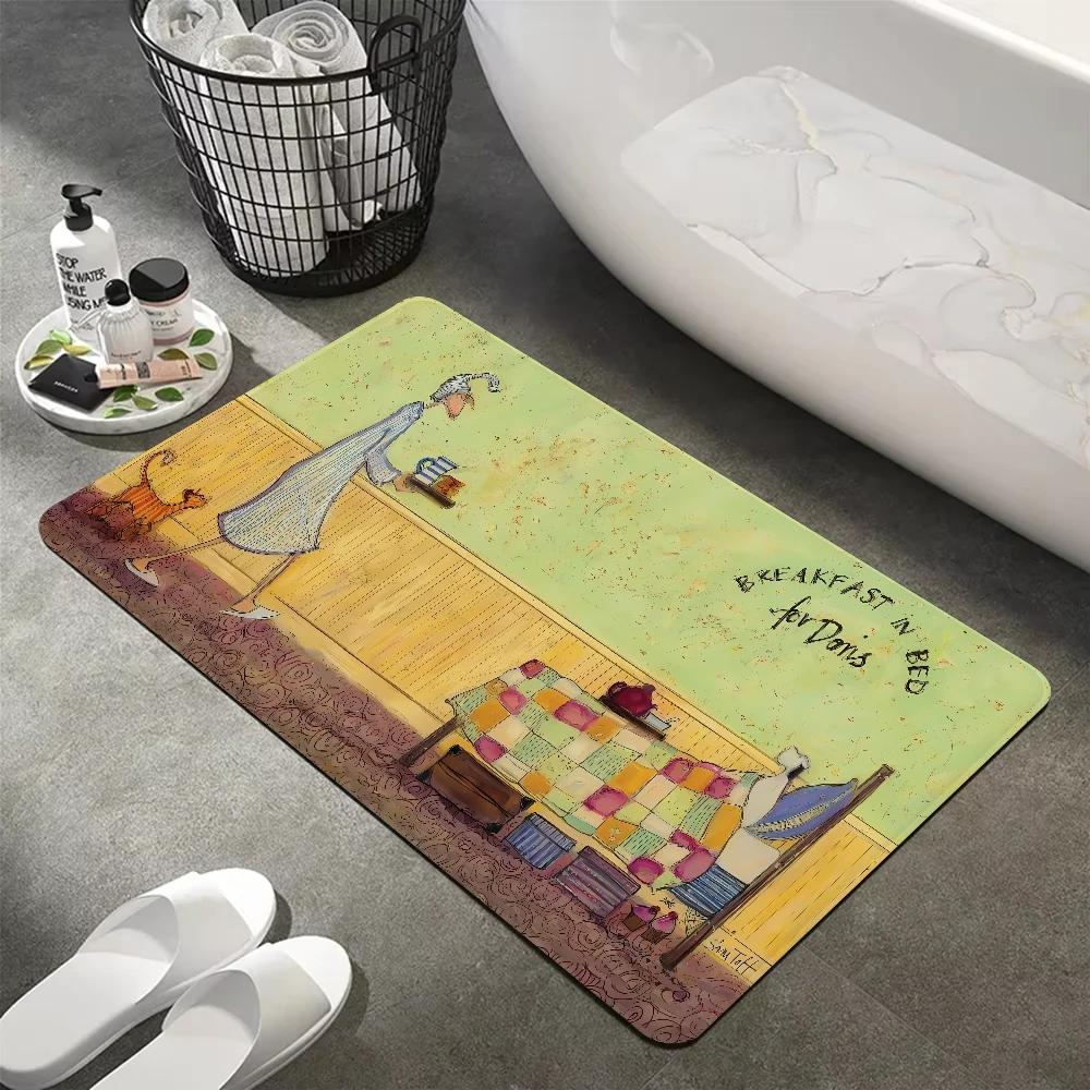 Illustration Style Diatom Mud Floor Mat Fun Dog Print Bathroom Balcony Kitchen Anti Slip Carpet Entrance Home Decoration Rug