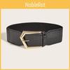 Vintage Style Wide Waist Belt With Irregular Metal Buckle For Womens Apparel
