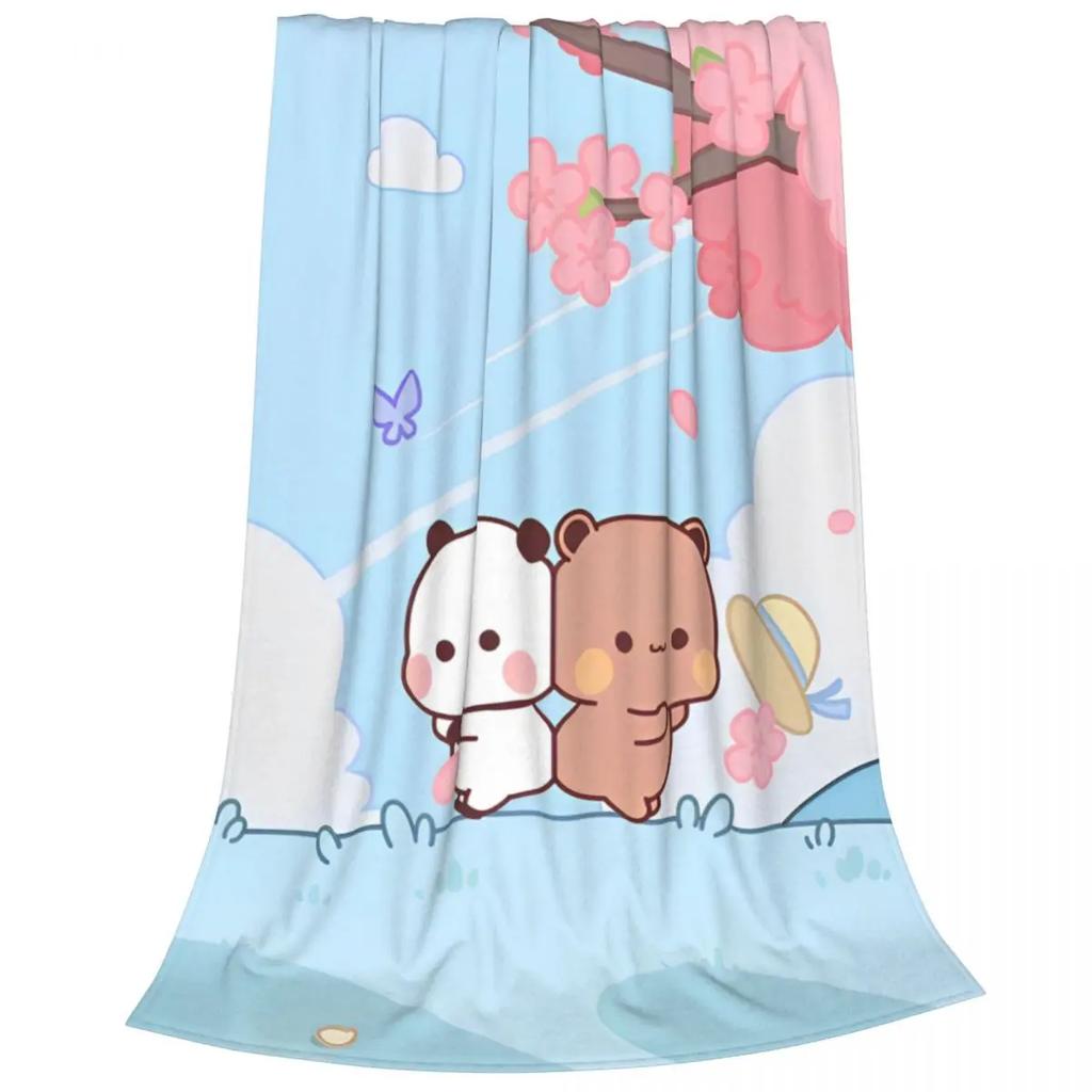 Koc Flanelowy Miś i Panda Bubu Dudu Kreatywne Pledy na Łóżko Sofę Kanapę 125*100cm