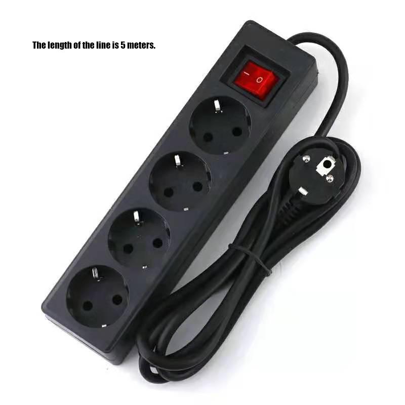 1Pcs Light Switch With Extension Cable 2/3/5 Meters Eu Home Standard German Type Power Strip 3/4/5 Sockets In Row Flat Adapter