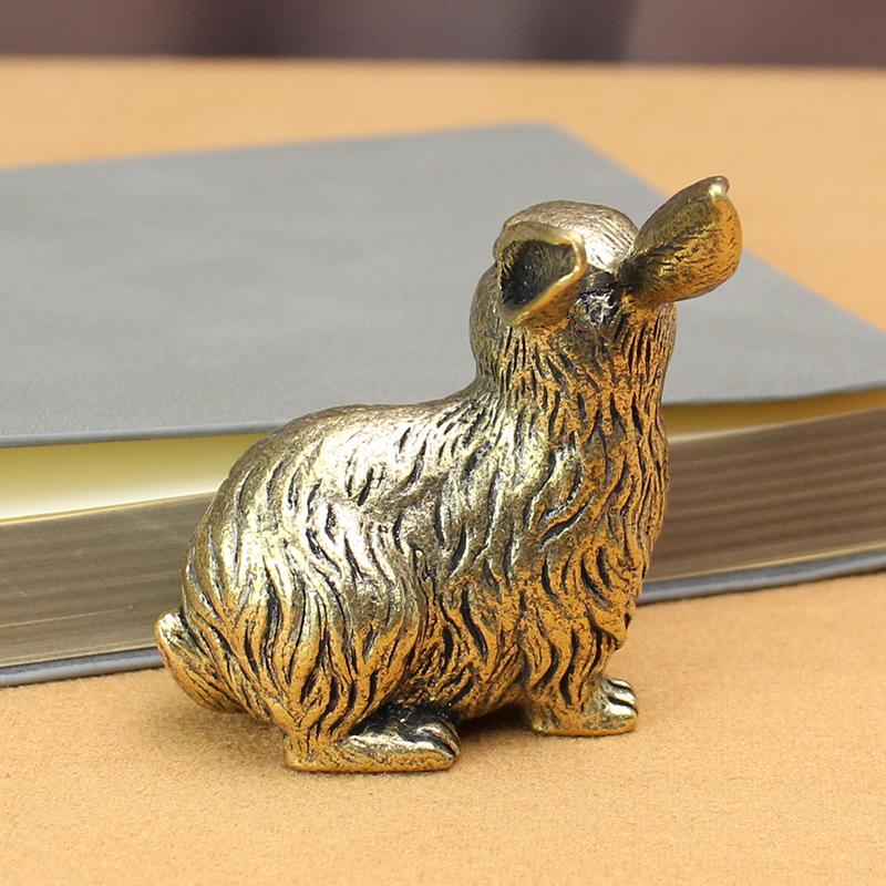 Creative Brass Zodiac Rabbit Ornament Metal Retro Personalized Office Desk Paperweight Rabbit Year Blessing Rabbit Ornament