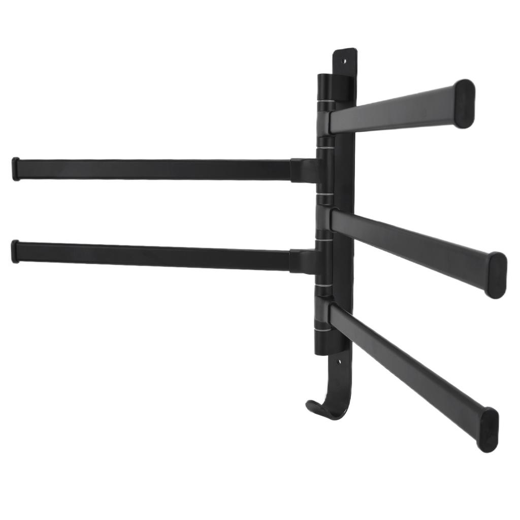 Towel Rack Aluminum Alloy Towel Shelf with 5 Bars Rotatable and Durable for Bathroom and Kitchen Black