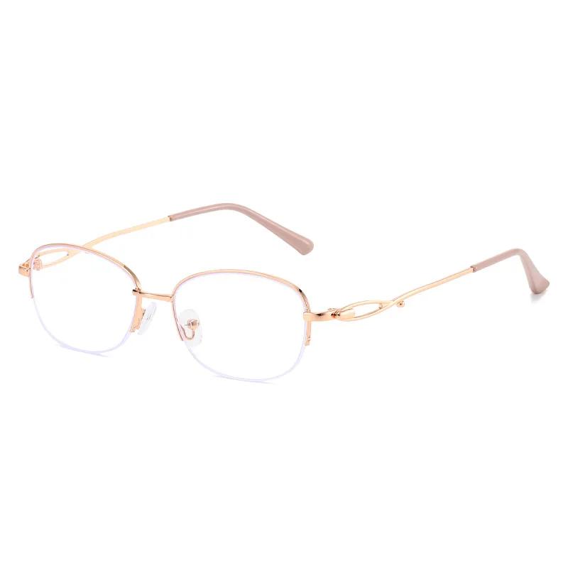 Fashionable Metal Semi-Rimless High-Definition Myopia Glasses Comfortable Eye Protection with Anti-Blue Light Eyeglasses Unisex