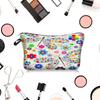 1pc Beautiful Dragonfly Flower Print Makeup Bags, Women Portable Travel Cosmetic Storage Bags with Zipper