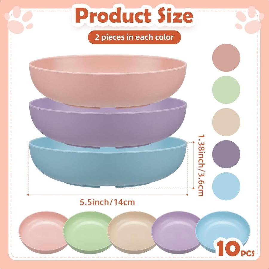 

10 шт. Миска для кошек с усталостью усов 5,5 дюймов Неглубокая миска для кошачьего корма с нескользящими ножками Плоские тарелки для кошачьего корма Набор мисок для кошачьего корма для котят United States