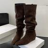 Fashion Eilyken Punk Style Over The Knee Boots Women's Wedges Low Heels Shoes Fashion Thigh High Long Botas Para Mujer
