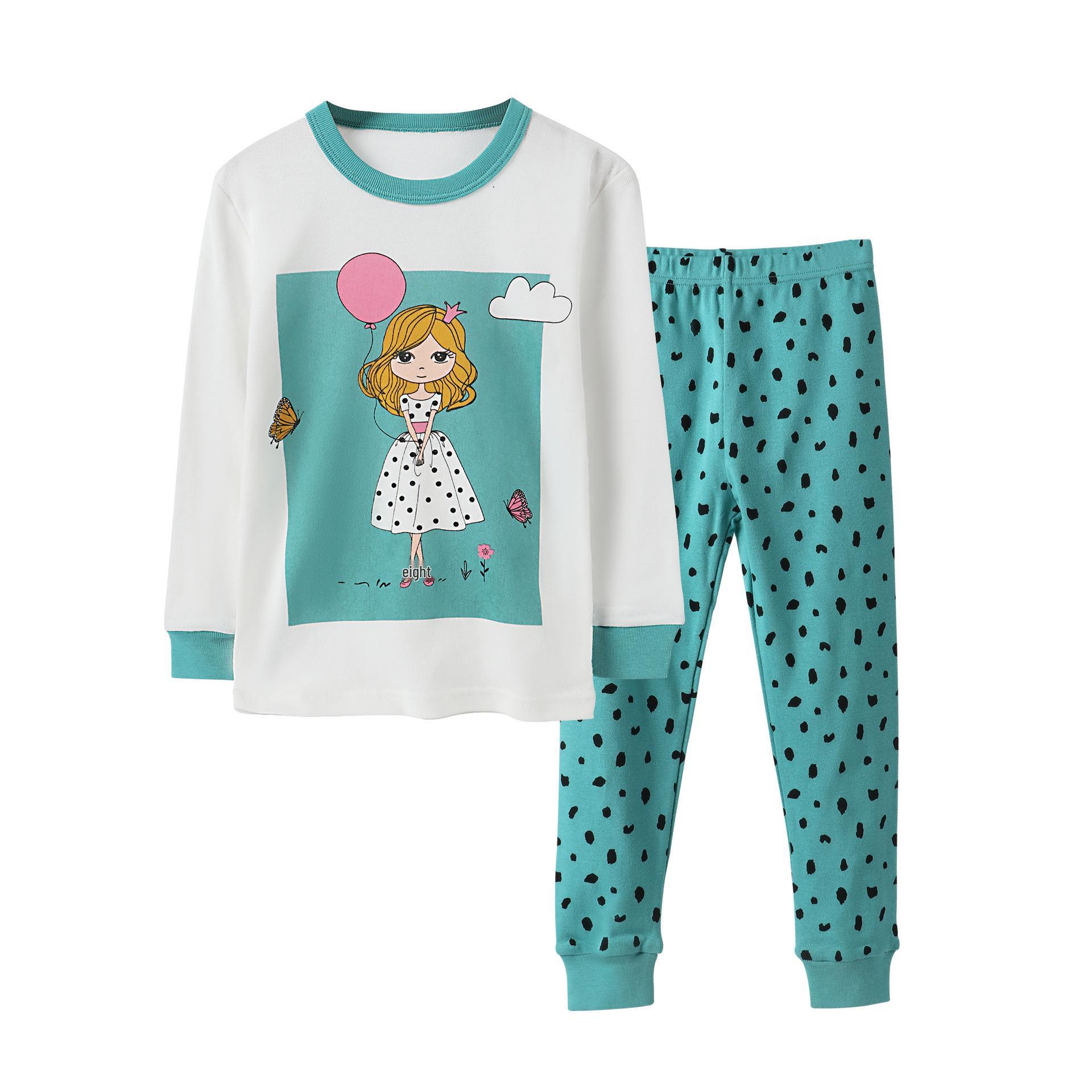 

Детская хлопковая пижама: Пижамы с длинными рукавами для мальчиков и девочек на весну и осень 110cm