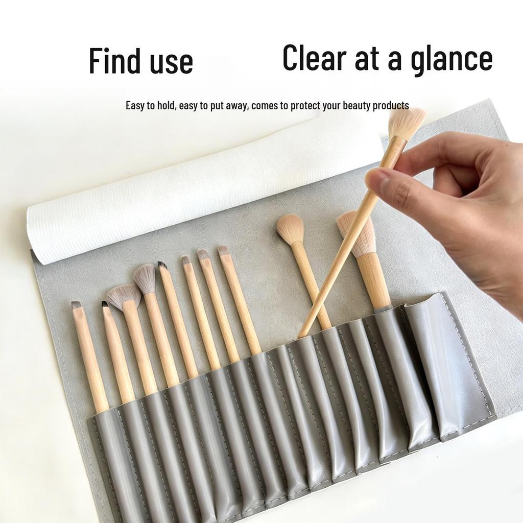 Portable Foldable Makeup Brush Case - Holds Individual Brushes & Sets, Dustproof Storage