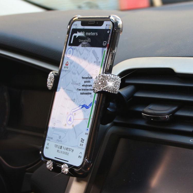 Gyémántberakásos univerzális autós szellőzőrácsos telefontartó tapadókoronggal