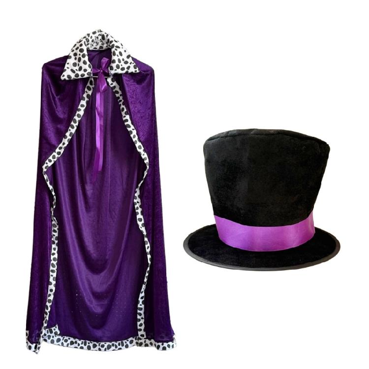 Themed King Queen Cape Costume Halloween Party Cloak Lightweight Polyester Design Theater Performances Hat