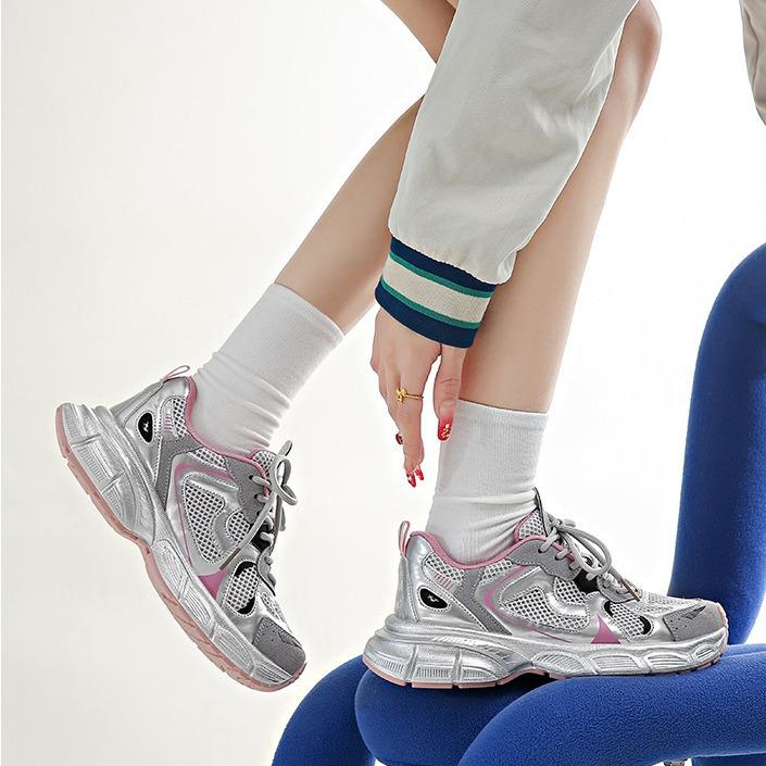 European Station breathable retro dad shoes women's 2025 early spring new thick-soled heightening fashionable versatile casual sports shoes