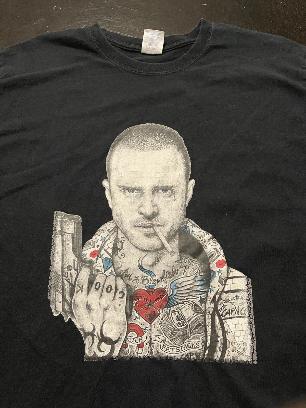 Breaking Bad Jesse Pinkman Art Tattoo Portrait T-Shirt, Black, Size: Large 2XL