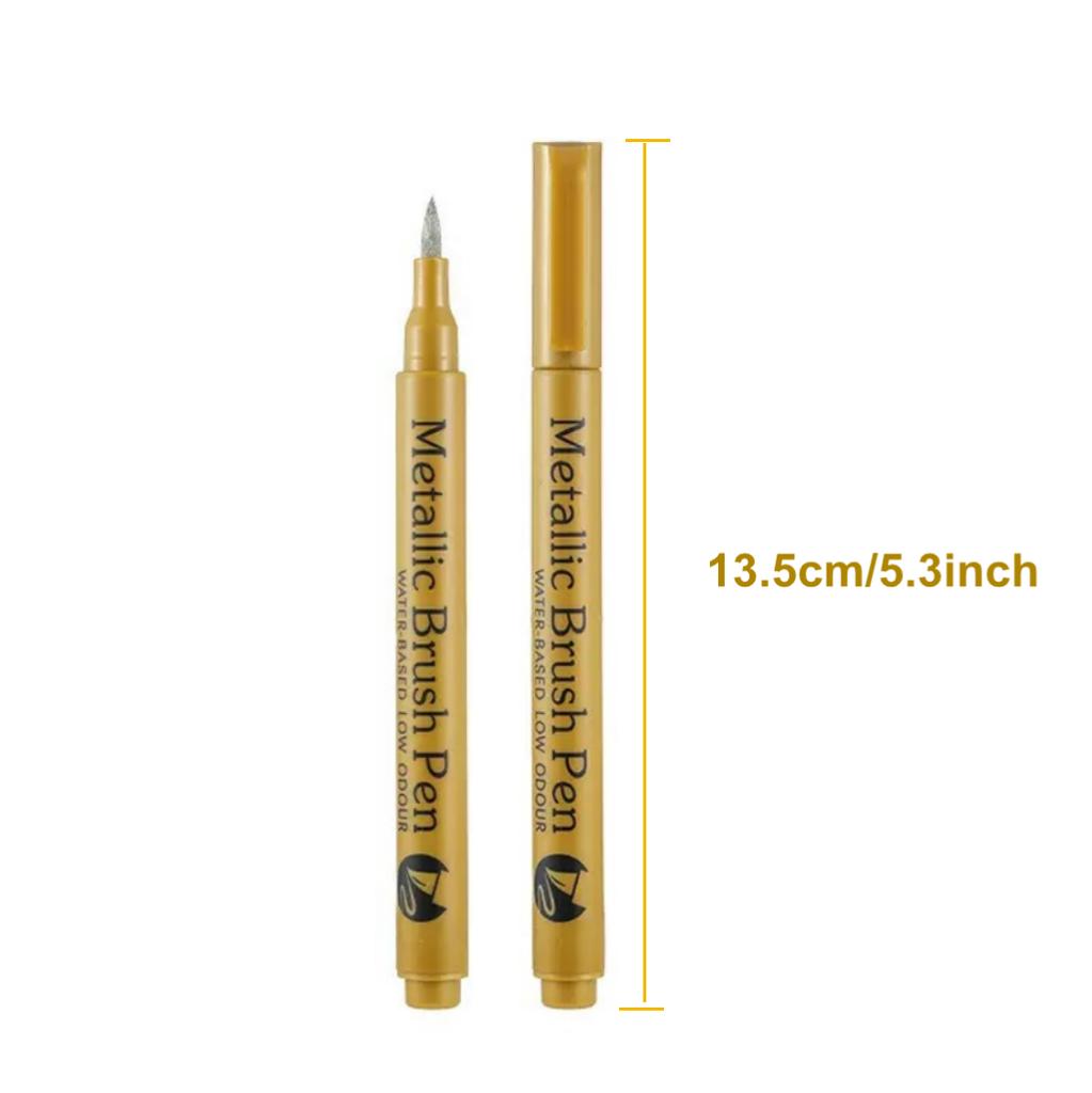 Set of 5 Metallic Glitter Markers in Golden and Silver Colors, Perfect for Creating DIY Photo Albums, Decorating Black Cards, Ma