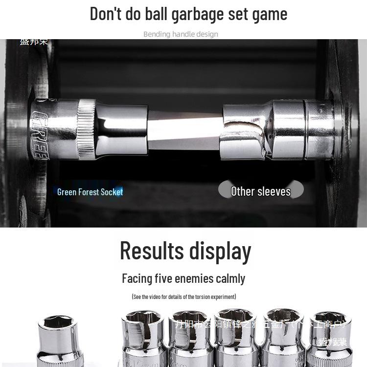 Green Forest Auto Repair Tool Set: Socket Wrench, Ratchet, Combination Tool Box.