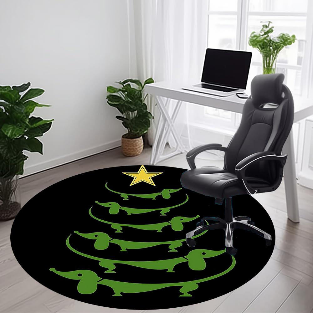 1 Stück Dackel Weihnachtsbüro Runder Teppich, Matte Geeignet Für Büro, Unter Bürostühlen Schlafzimmer Wohnzimmer Heimdekoration, Zimmerdeko