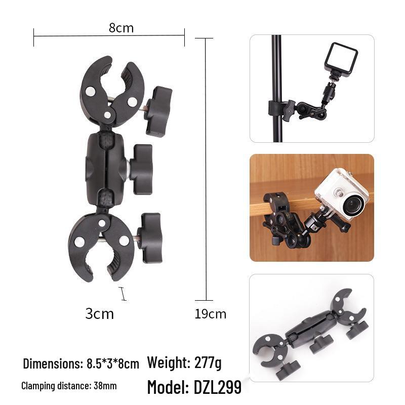 Dual-Headed Universal Action Camera Handlebar Mount Clamp for Motorcycles