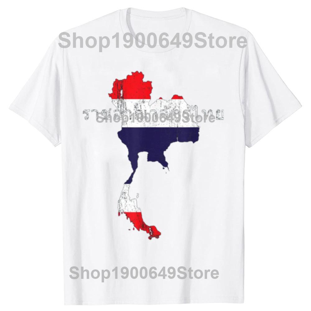 100% Baumwolle Vintage Thai Karte und Flagge Souvenir Used-Look Thailand Sommer T-Shirt MÄNNER FRAUEN Mode Druck T-Shirts Zum Verschenken