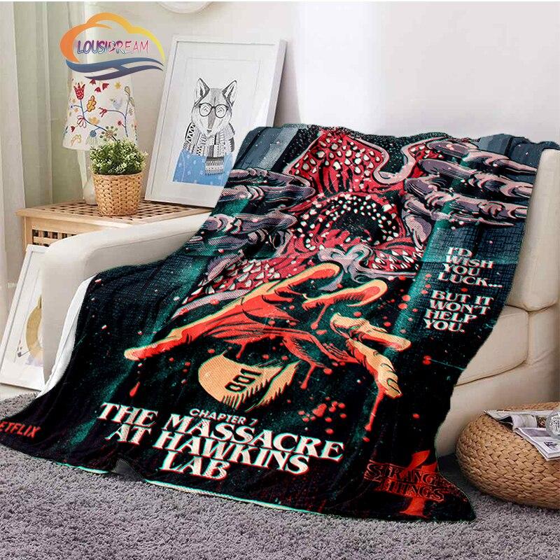 Horror Series Stranger Things Series Flannel Blanket Bedroom Sofa Bed Four Seasons Soft Blanket Travel Light Comfortable Blanket