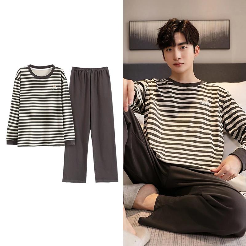 Hjorteutskrift Elegant pyjamassett for mann Høst Vinter Mote Myk bomull Herre Loungewear Komfortabelt nattøy