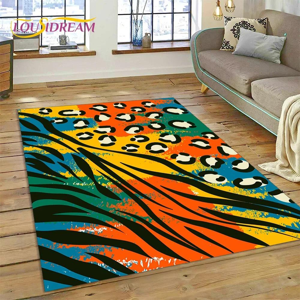 Colorful Zebra Stripe Leopard Tiger Carpet Rug for Bedroom Living Room Home Sofa Decoration,Children Game Large Decor Floor Mat