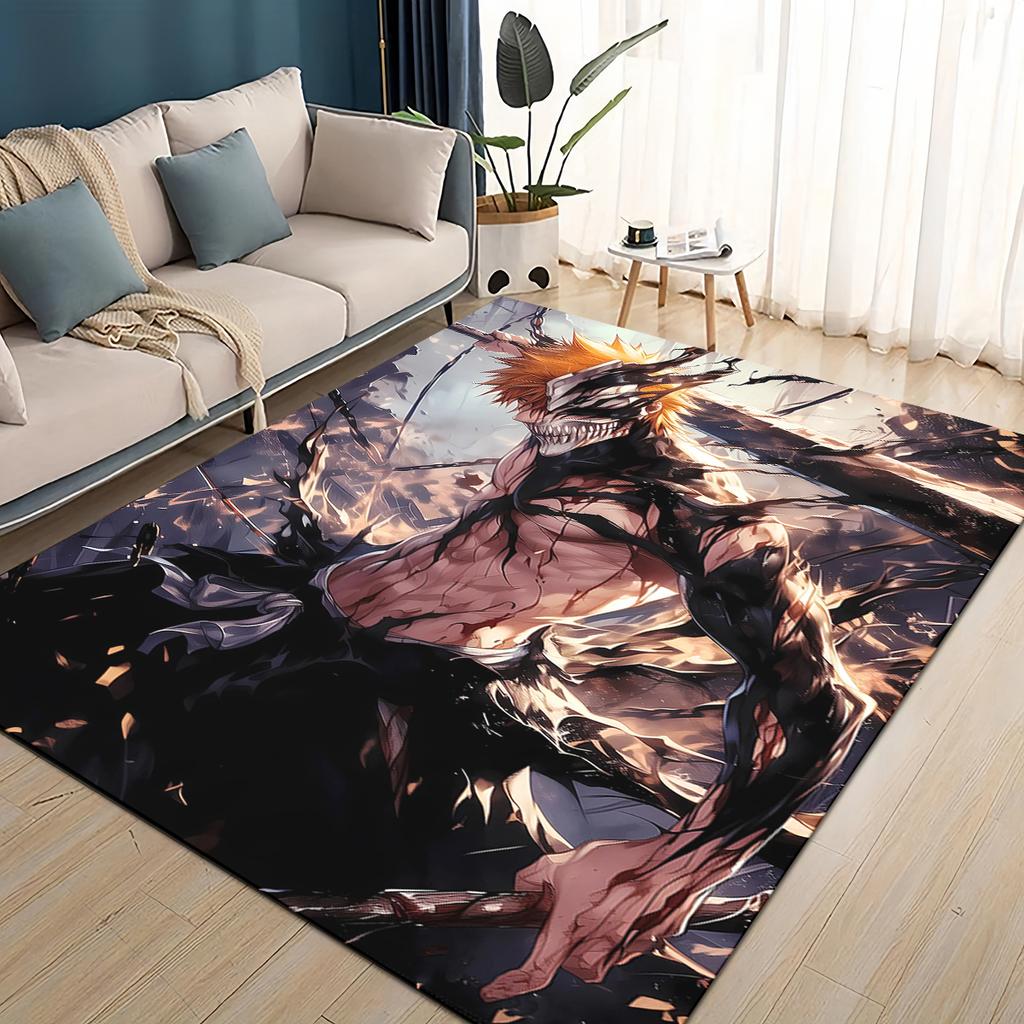 3D Kreskówkowy Bleach Kurosaki Ichigo Dywanik Anime do Salonu Sypialni Domu Dekoracja Sofy, Mata Podłogowa Antypoślizgowa do Zabawy dla Dzieci