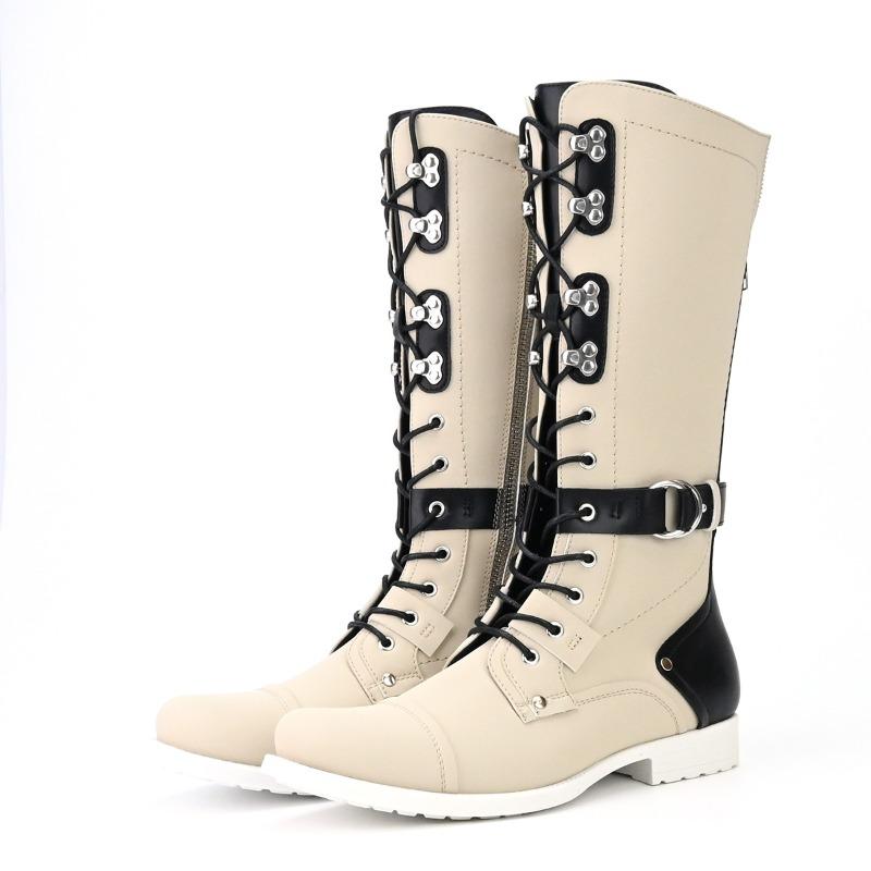 Fashion Luxury Men's Knee High Boots Retro Handmade Leather Boot Fashion Tall  Motorcycle Boots Classic Western Cowboy Boot Botas Hombre